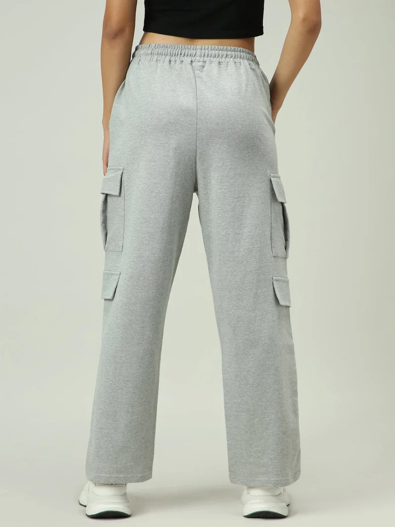 Outzidr  Grey Cargo Pocket Sweatpants for Women | Best Price UAE